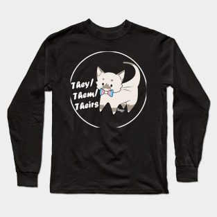 They/Them/Theirs Pronouns Kitty (v1) Long Sleeve T-Shirt